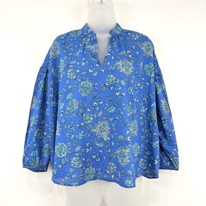 J Jill Top Womens XS Blue‎ Floral NWT Pilgrim Cottagecore Lagenlook Lightweight